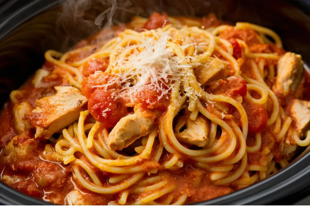 Easy Spaghetti Crock Pot Chicken Recipe for Busy Weeknights